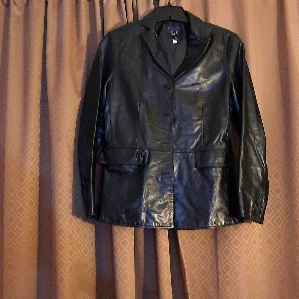 Gap Black Leather jacket sz S
